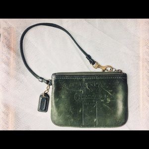 Vintage Coach Green Leather Wristlet